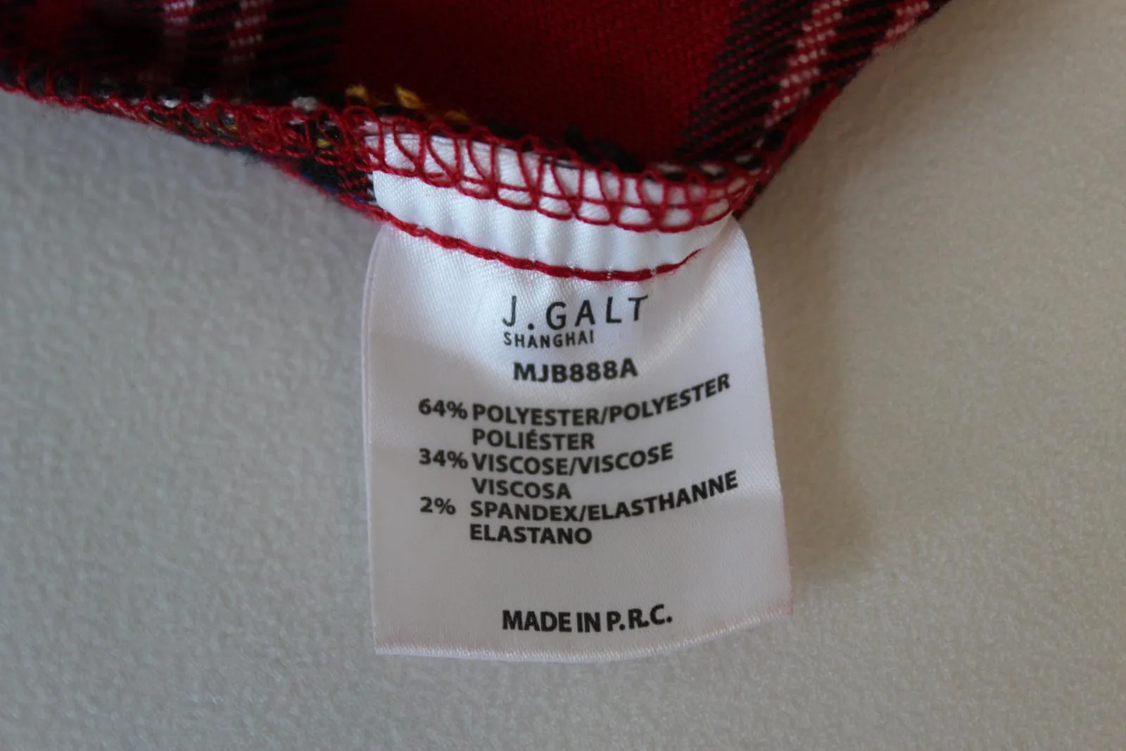 JOHN GALT Ladies Red Multi Plaid High Rise Zip Fly Kim Pants OS Approx. W26 L28