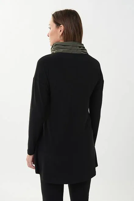 JOSEPH RIBKOFF 223258 Cowl Neck Two Tone Black/Avocado Top