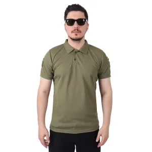 Khaki Tactical Collared T-Shirt with Veil Area