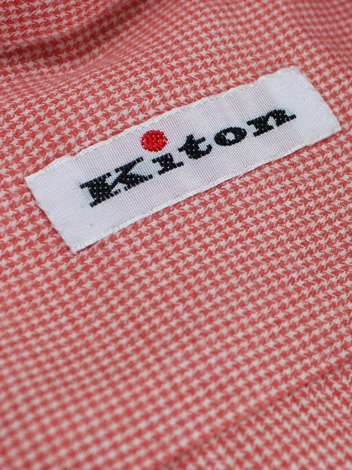 Kiton Shirt Pink Mini Houndstooth Sartorial Dress Shirt 43 - 17 REDUCED - SALE