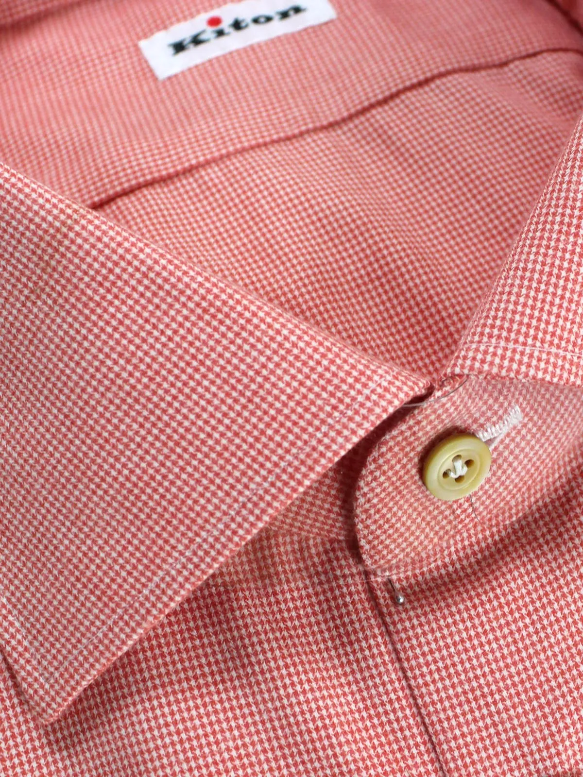 Kiton Shirt Pink Mini Houndstooth Sartorial Dress Shirt 43 - 17 REDUCED - SALE