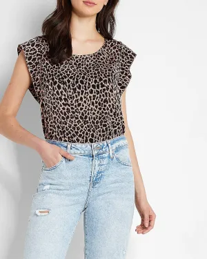 Leopard Print Scoop Neck Gramercy Tee in Print
