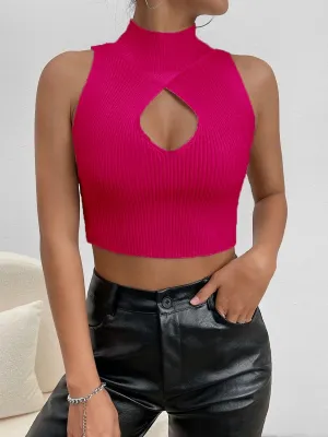 Lila Cut Out Turtleneck Knit Cropped Top