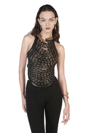 LIMNIC TOP LEATHER BEADED