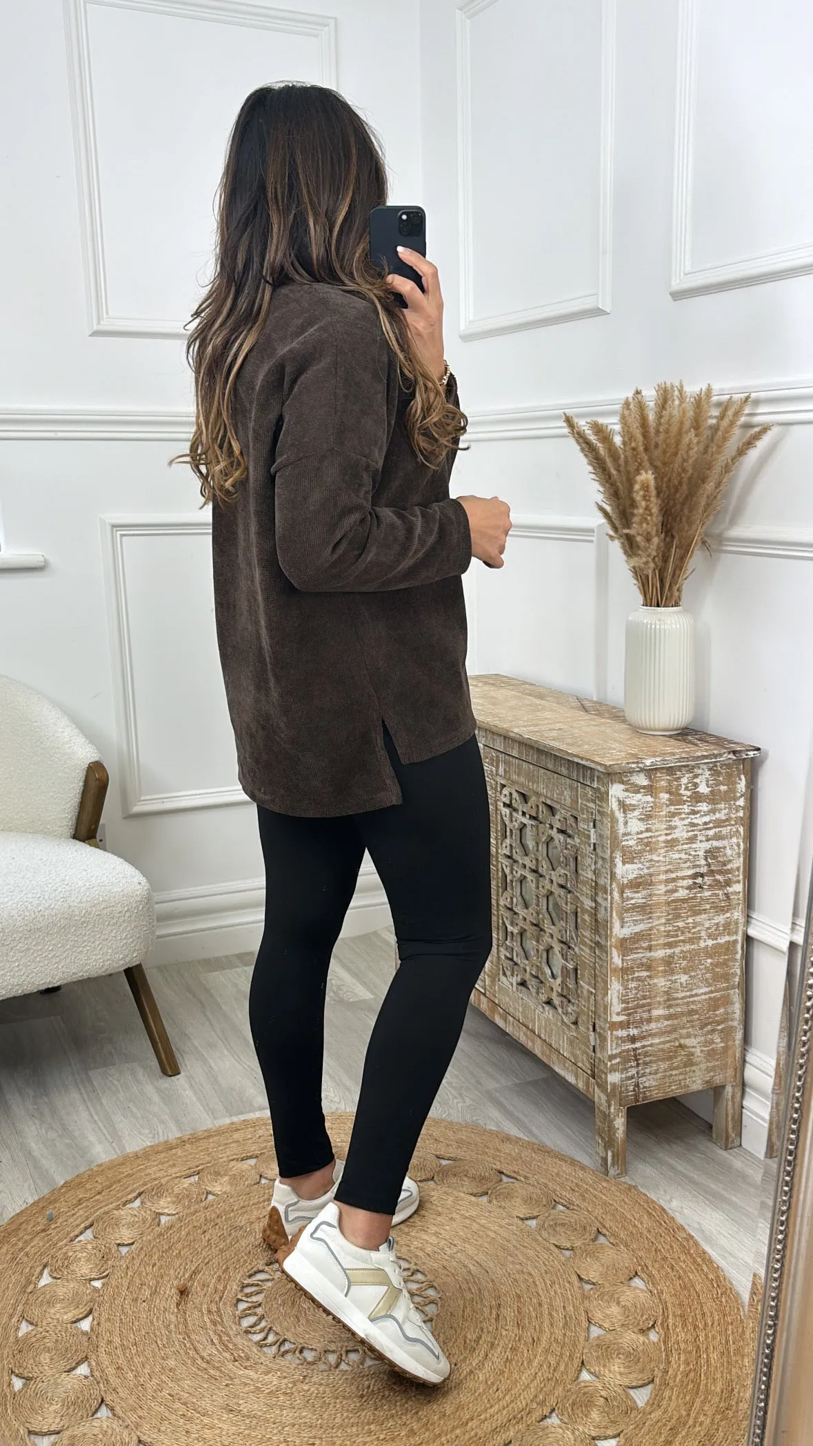Madlena Brown Velour Necklace Tunic