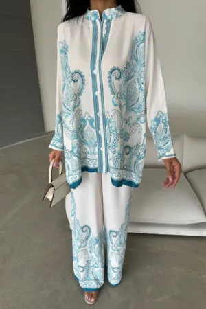 Mariah Two Piece Pants and Shirt Set in Floral Print