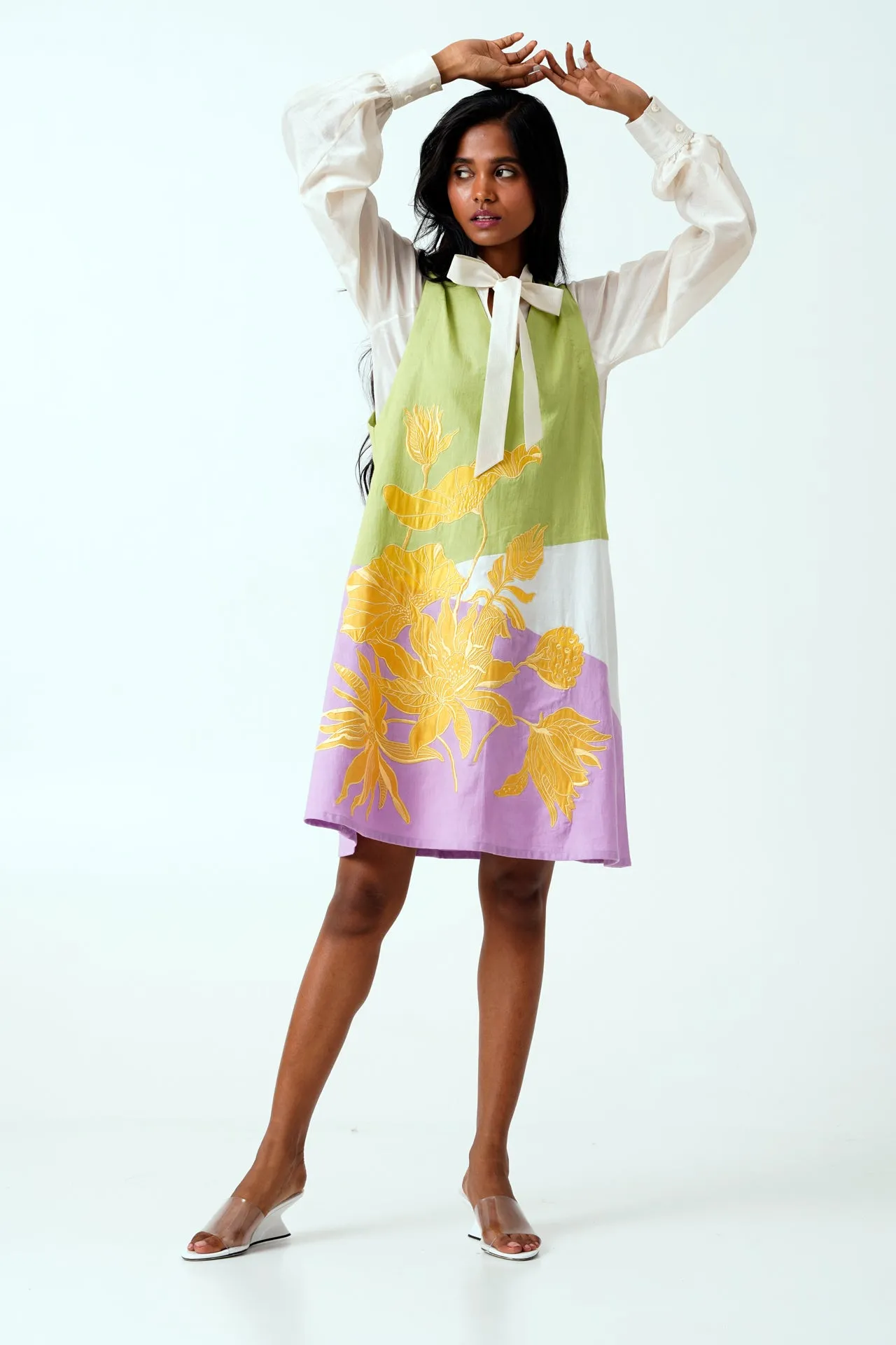 Multi Melody - Neck Tie Shirt   Short Dress