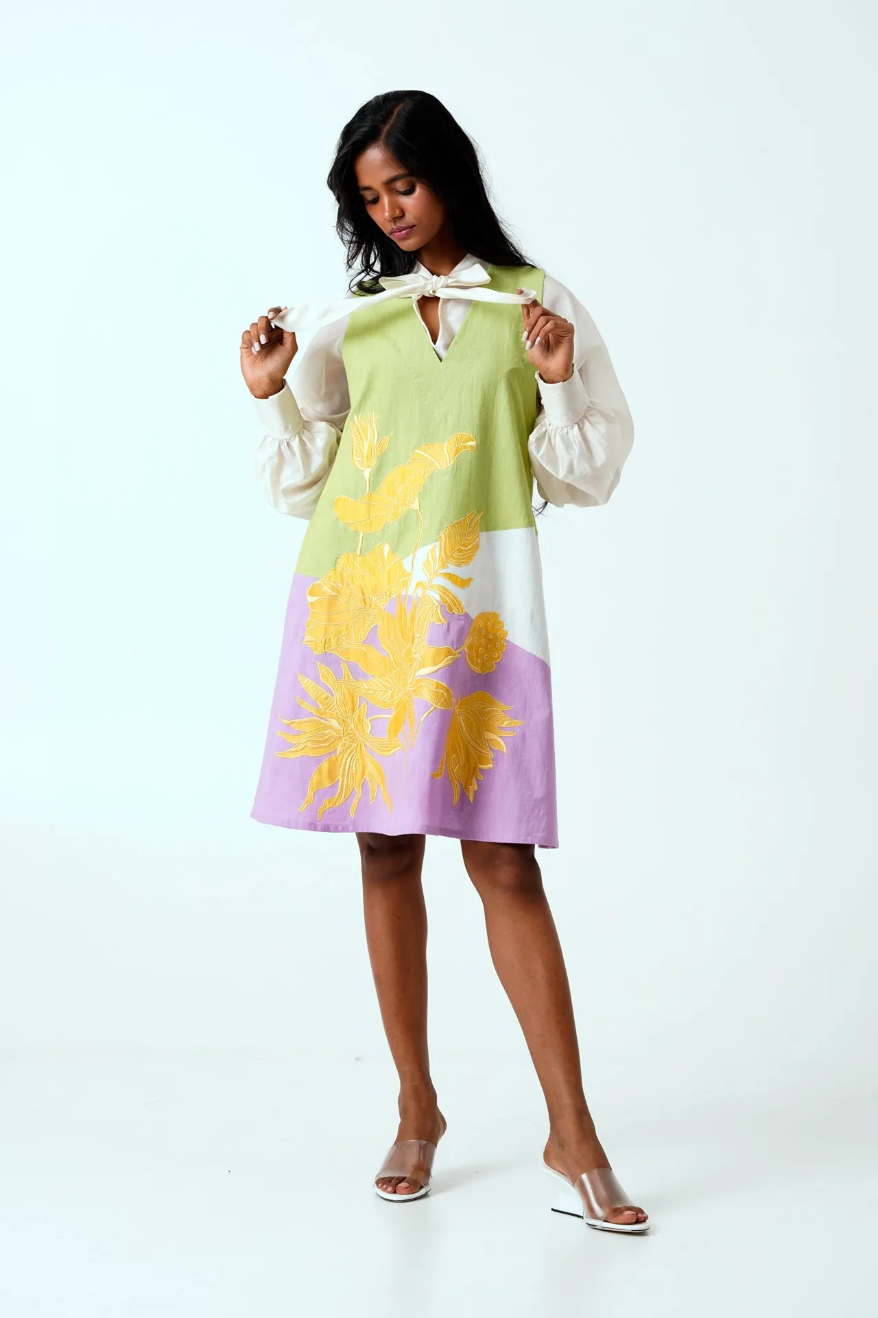 Multi Melody - Neck Tie Shirt   Short Dress