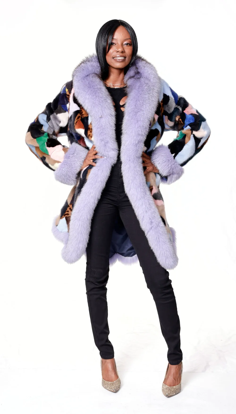 Multicolor Mink Section 7/8 swing with purple dyed Fox