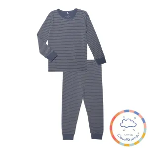 navy skinny stripe CloudStretch? magnetic kids pajama set
