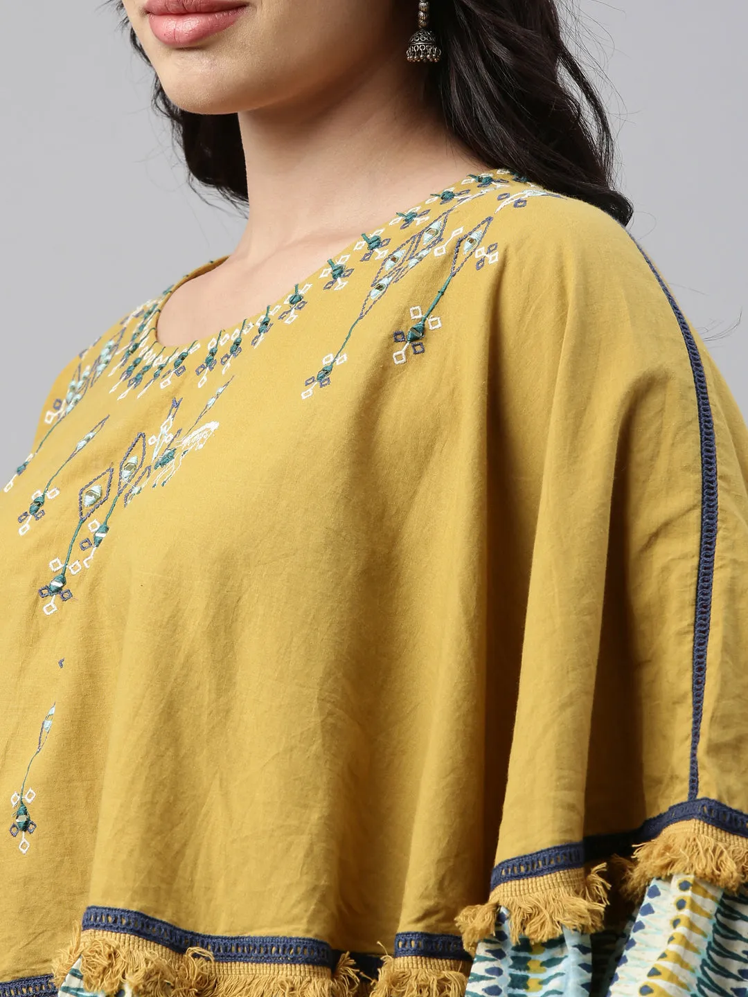 Neeru's Mustard Color Cotton Fabric Tunic