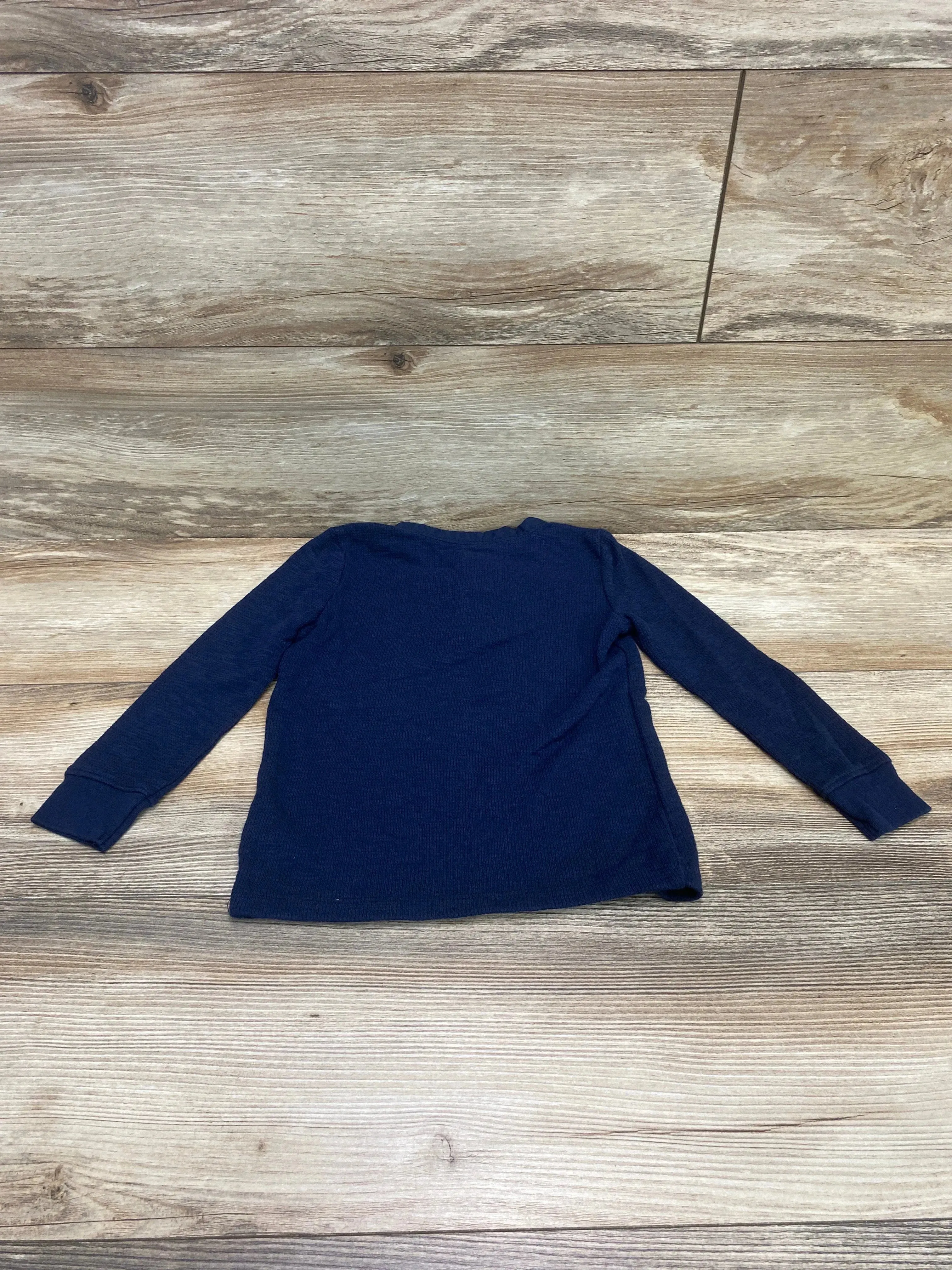 Old Navy Thermal Knit Henley Shirt Navy sz 4T