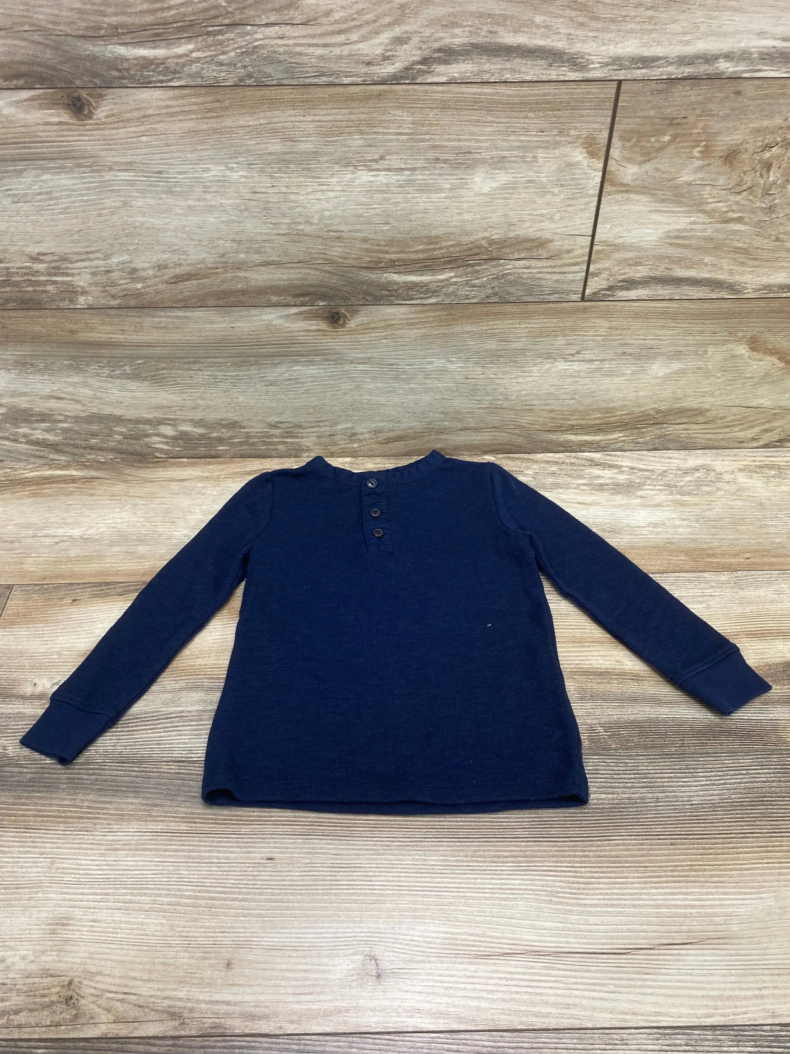 Old Navy Thermal Knit Henley Shirt Navy sz 4T