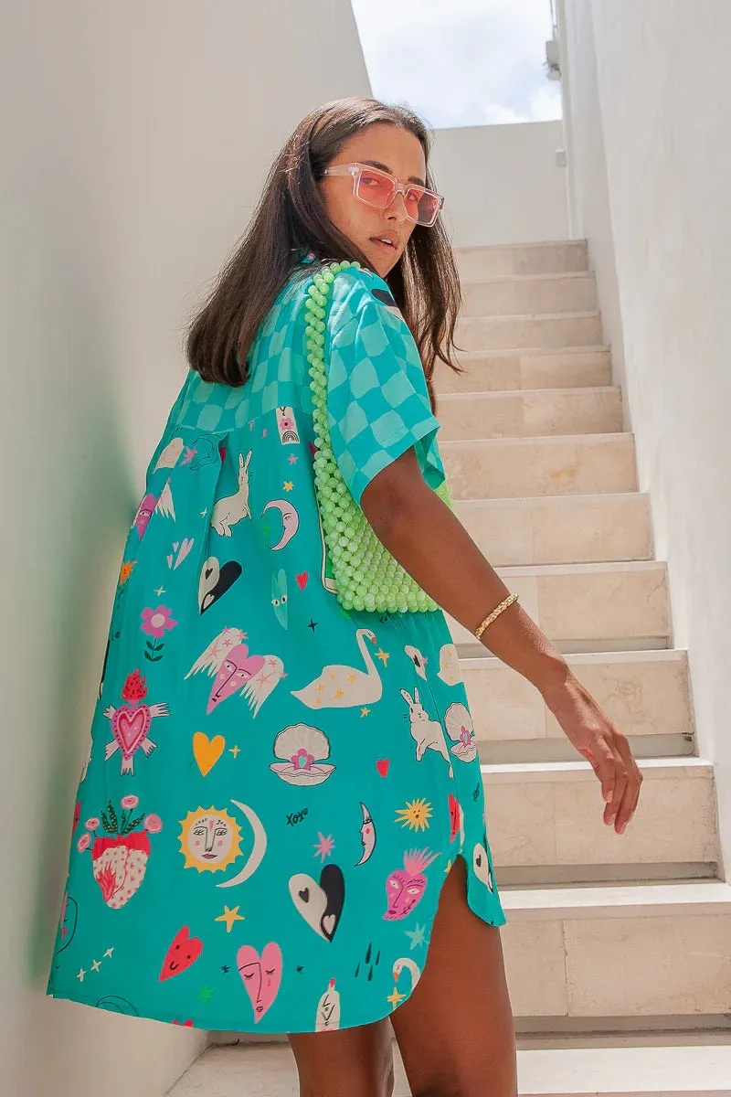 Palm Collective - Ying Yang Hearts Shirt Dress