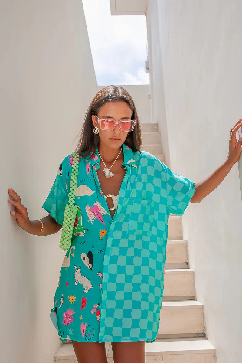 Palm Collective - Ying Yang Hearts Shirt Dress