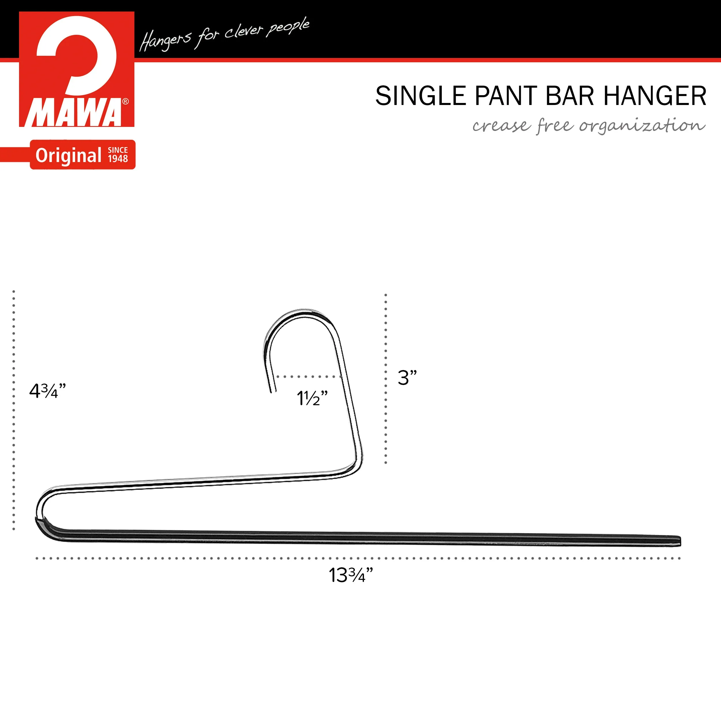 Pant Hanger with Grip Coating, Reverse Hook, KH-35U, Black
