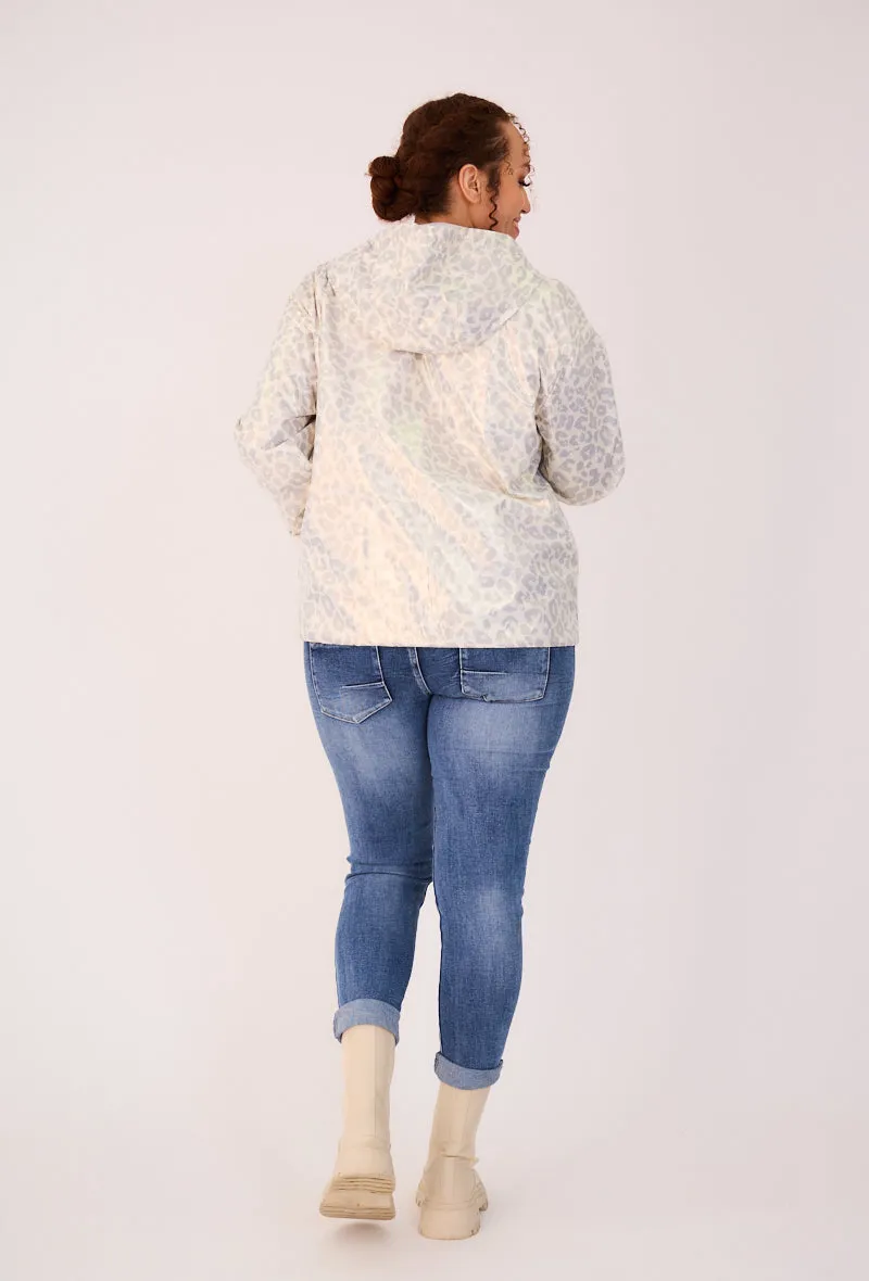 PEARL- Parka Courte  imperméable Réversible léopard métallisé