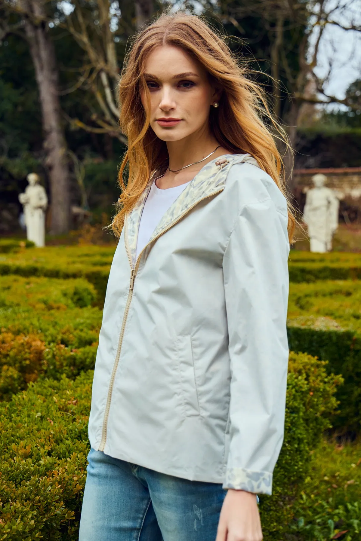 PEARL- Parka Courte  imperméable Réversible léopard métallisé