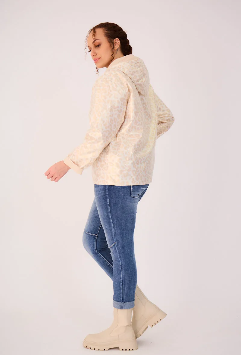 PEARL- Parka Courte  imperméable Réversible léopard métallisé