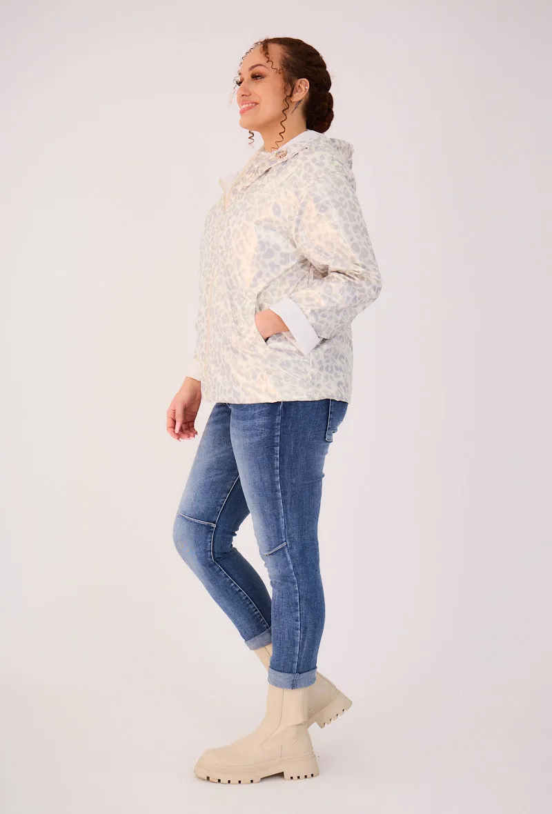 PEARL- Parka Courte  imperméable Réversible léopard métallisé