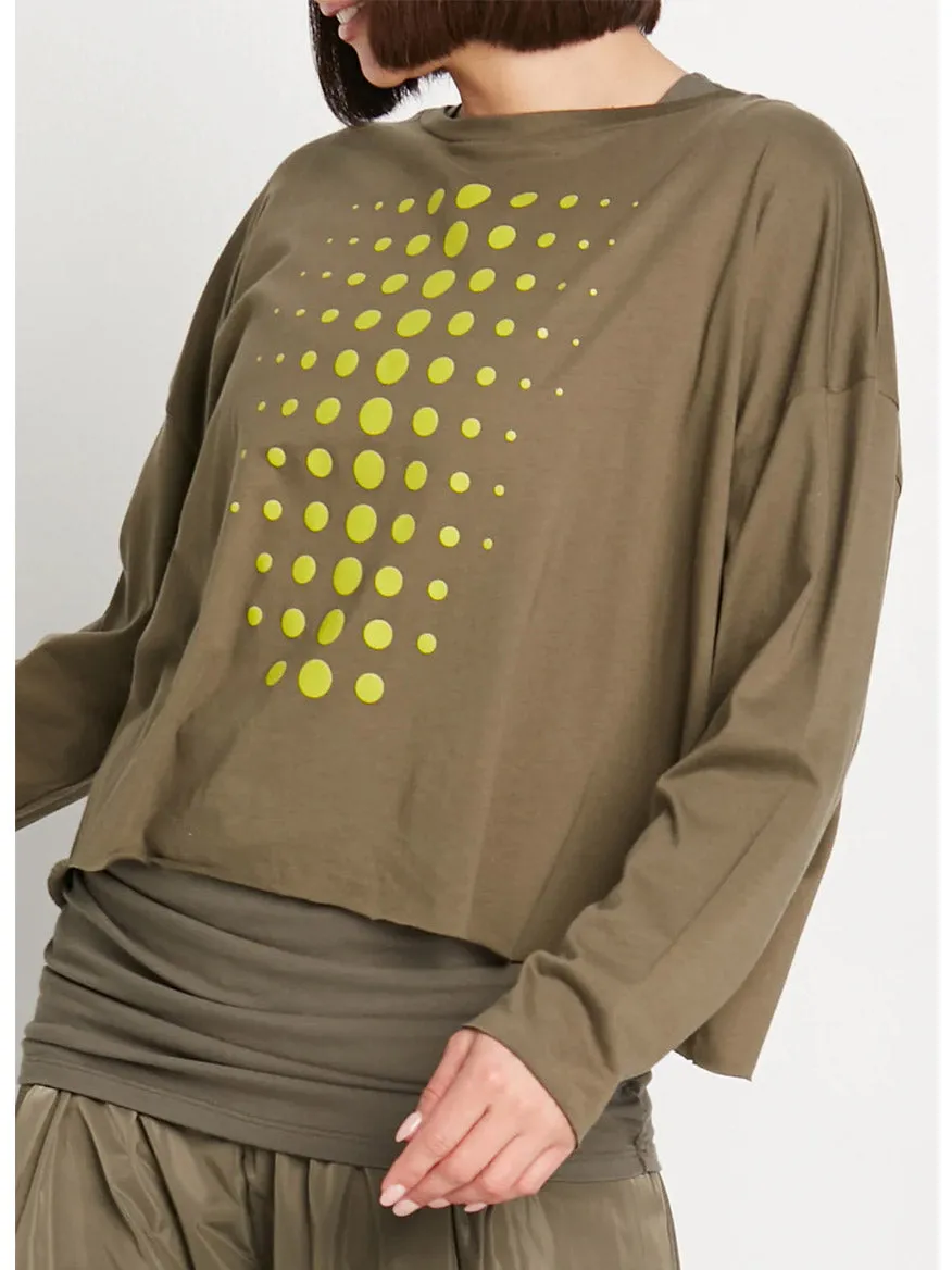 Planet by Lauren G Dot Dot Dot Mini Luxury Boxy Tee in Loden/Guacamole
