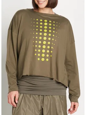 Planet by Lauren G Dot Dot Dot Mini Luxury Boxy Tee in Loden/Guacamole
