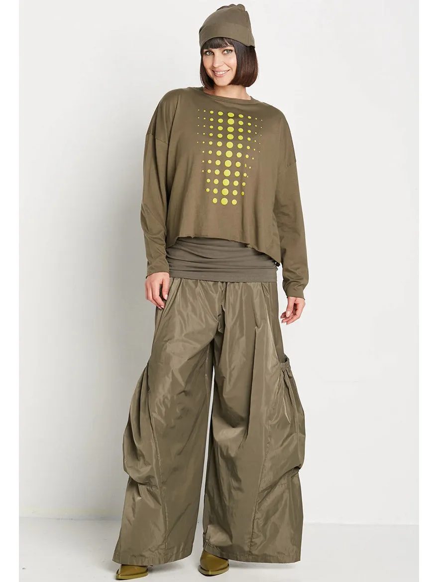 Planet by Lauren G Dot Dot Dot Mini Luxury Boxy Tee in Loden/Guacamole