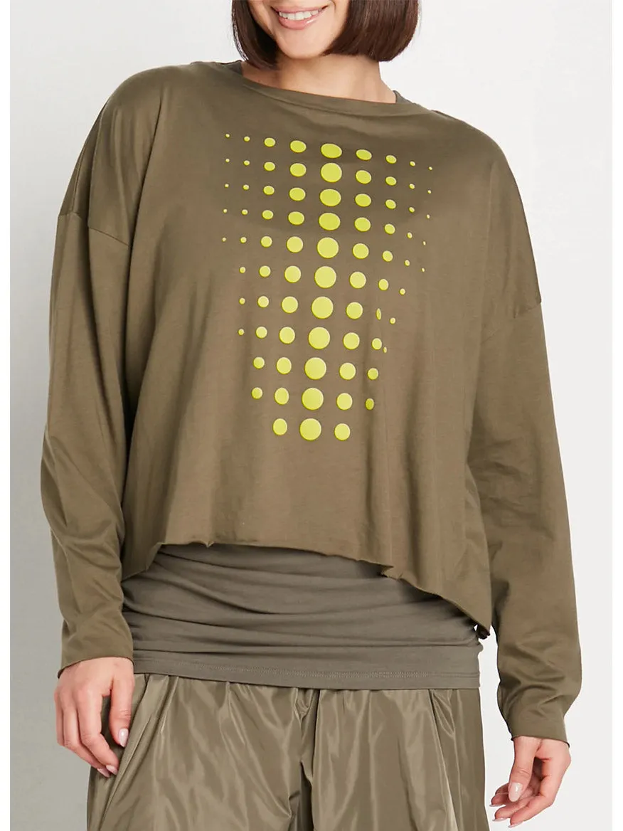 Planet by Lauren G Dot Dot Dot Mini Luxury Boxy Tee in Loden/Guacamole