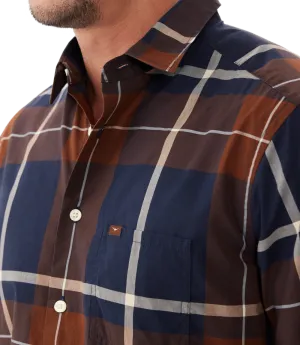 R.M.Williams - Coalcliff Shirt - Cotton Poplin - Brown Navy White
