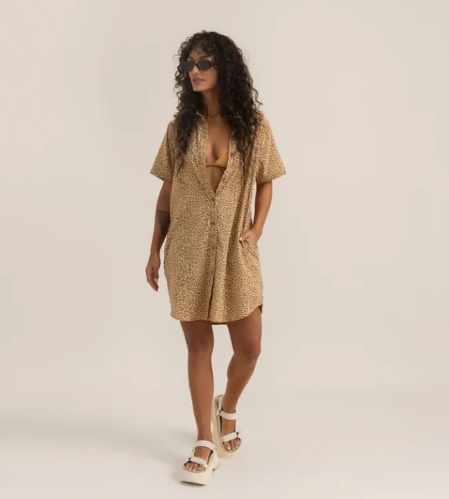 ROARK - Bless Up Breathable Stretch Dress - Caramel Leopard