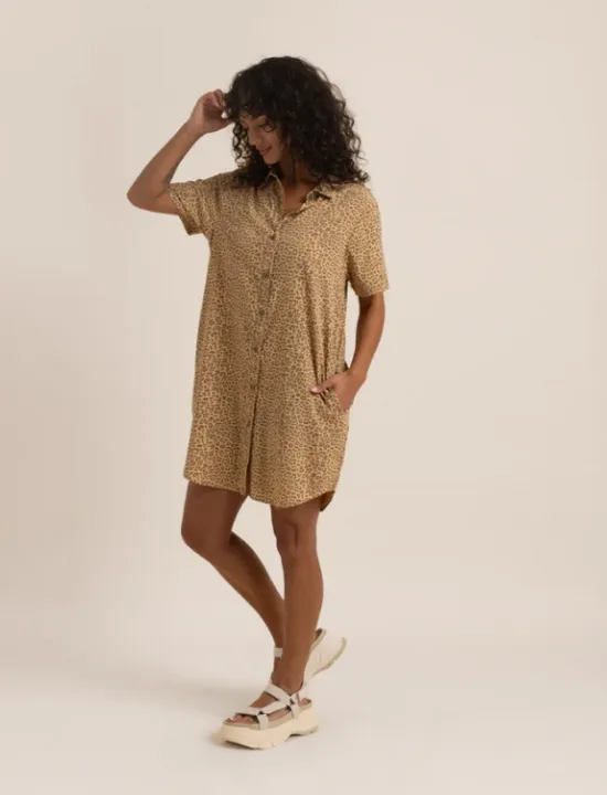 ROARK - Bless Up Breathable Stretch Dress - Caramel Leopard
