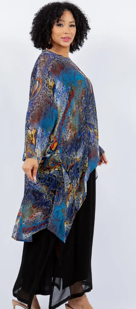 Rococo Mosaic hi-low Tunic Top Boho Hippie Chic Resort Wear Sml-10X