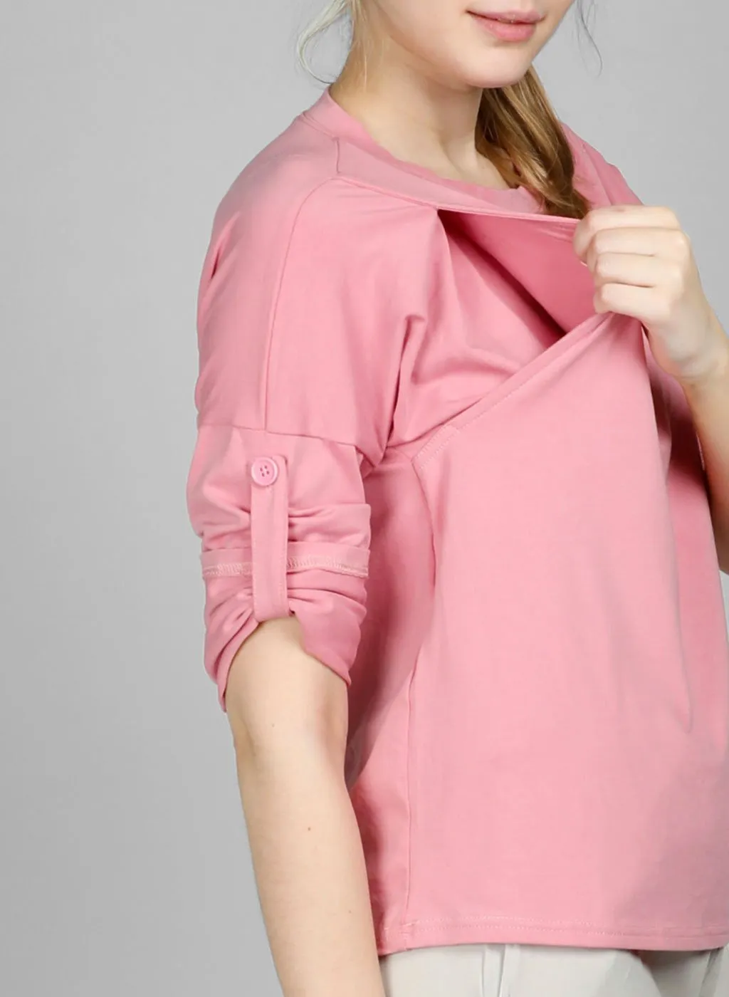 Rosy Pink Maternity & Nursing Pajamas