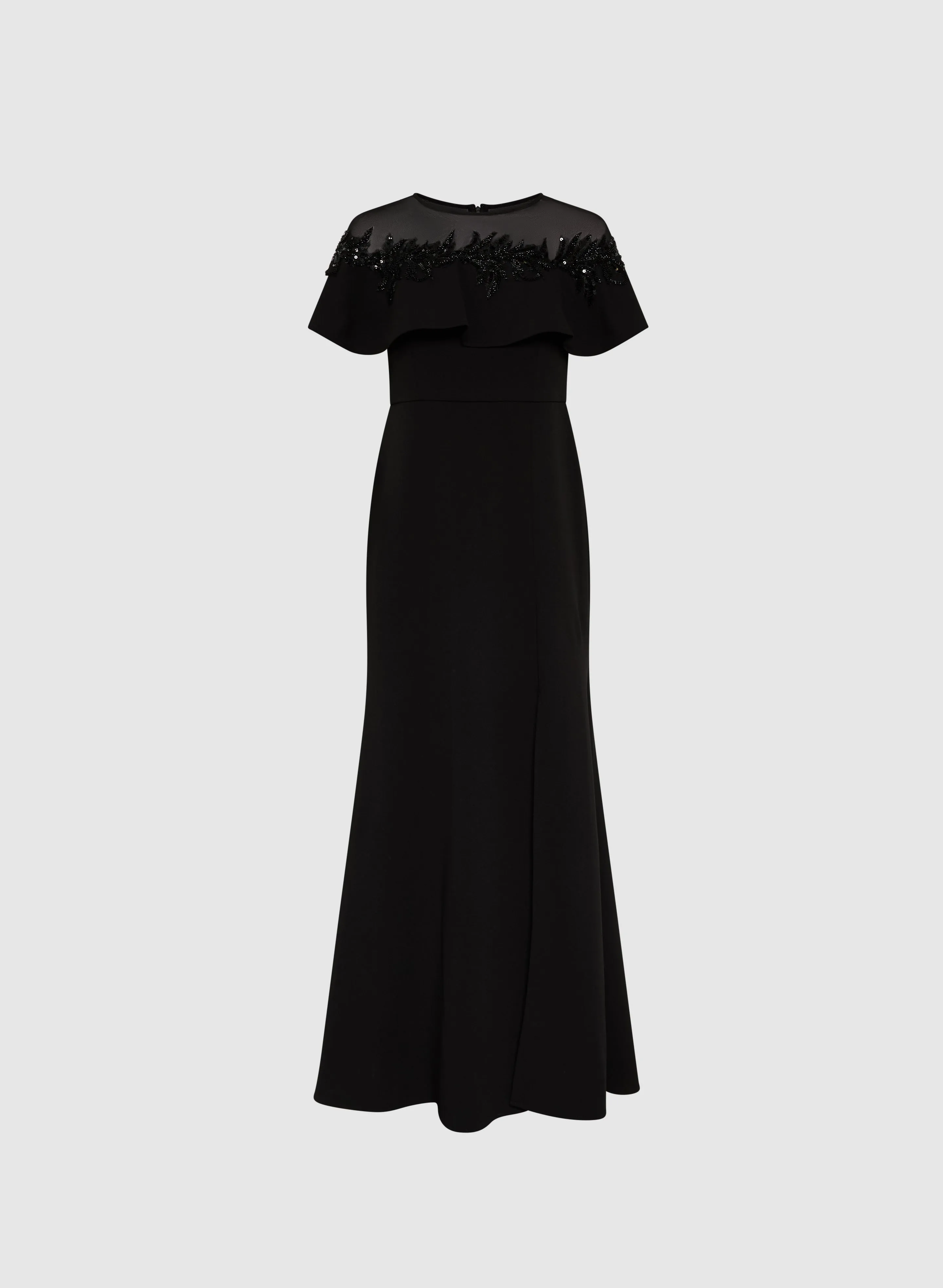 Sequin Embroidered Cape Sleeve Dress