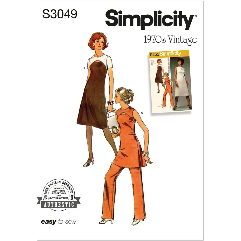 Simplicity Sewing Pattern S3049 Misses' Dress, Tunic and Pants