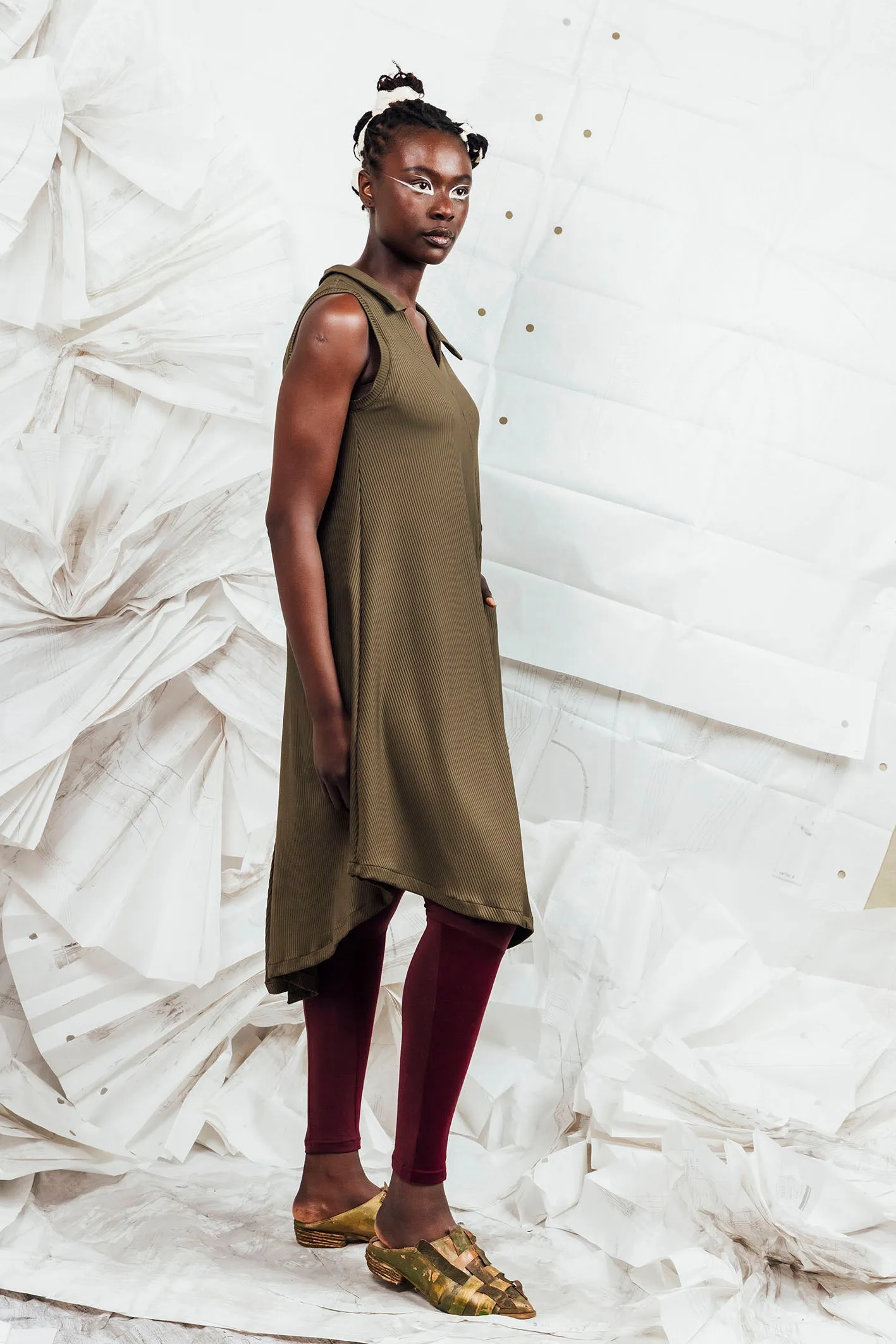 SL25 VALITA SPLIT DRESS - KHAKI RIB