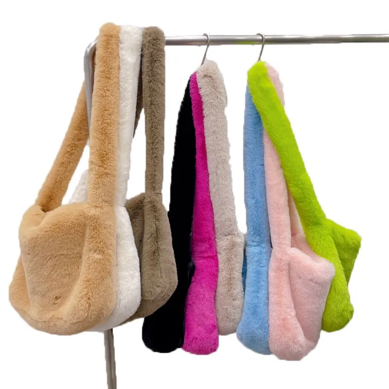 Small Messenger Bag With Colorful Faux Fur