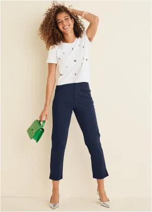 Smoothing Ponte Straight Leg Pants - Navy