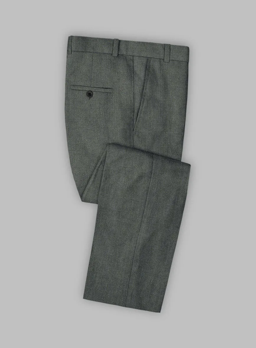 Solbiati Blue Green Herringbone Linen Pants