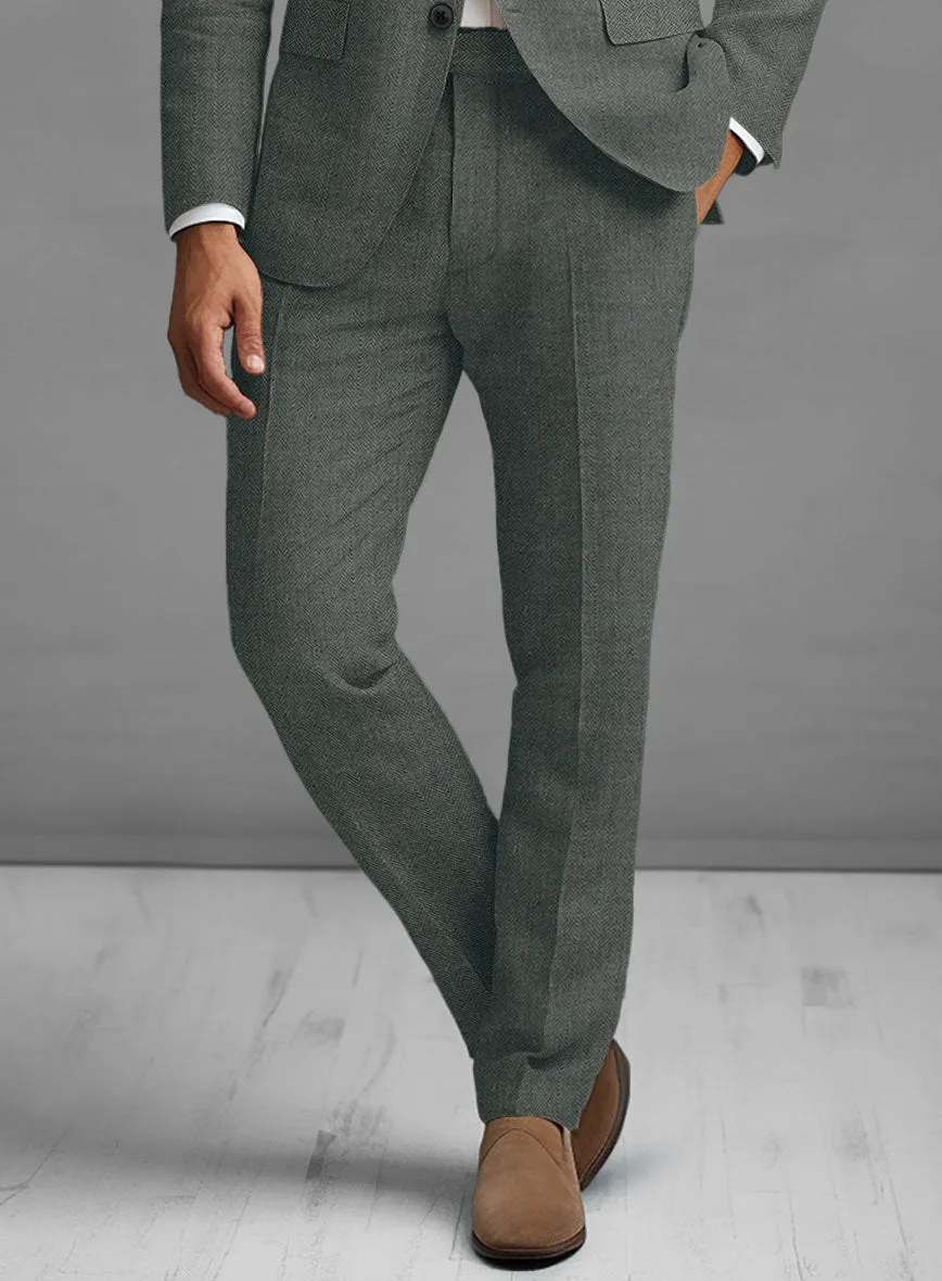 Solbiati Blue Green Herringbone Linen Pants
