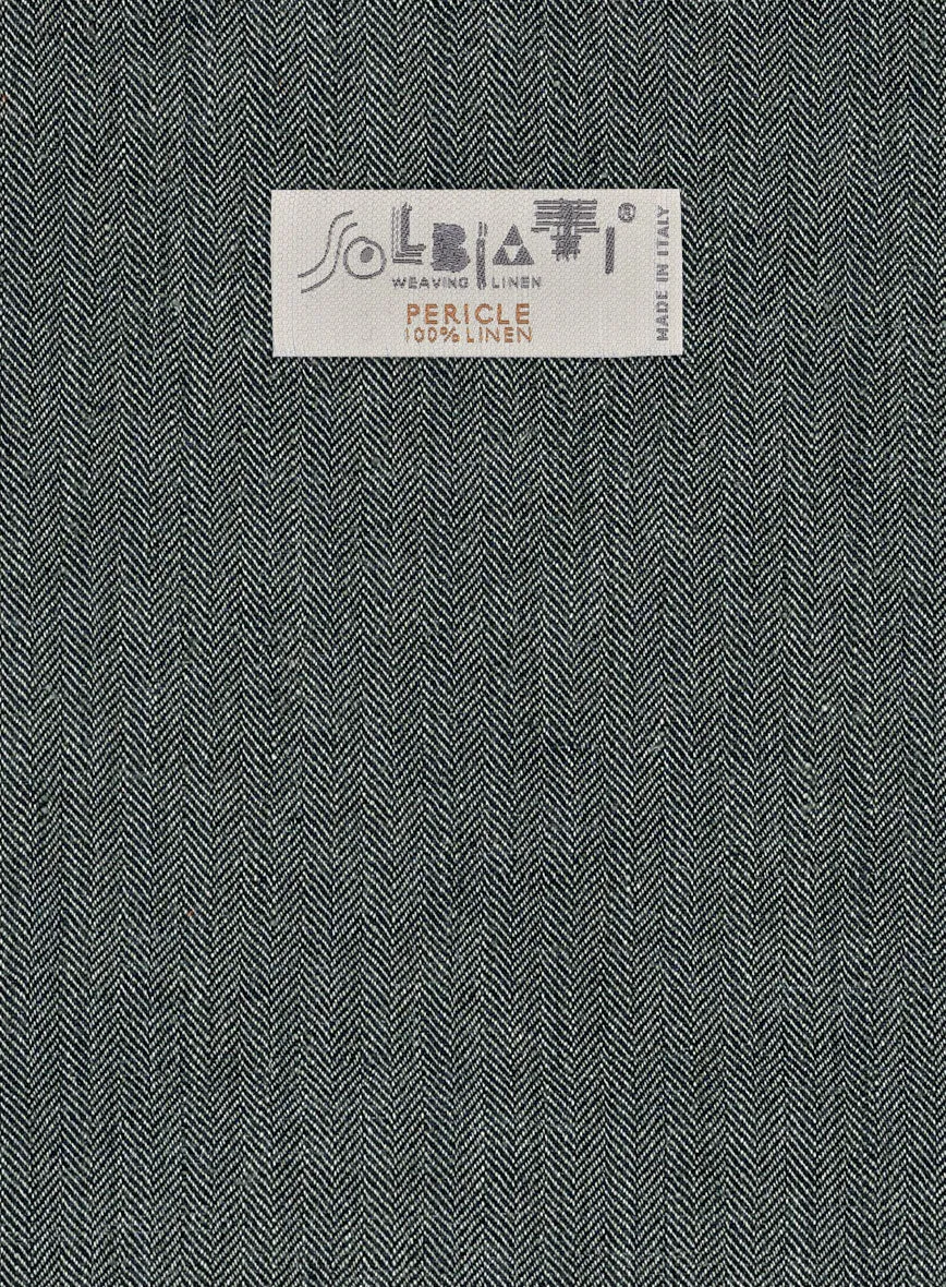 Solbiati Blue Green Herringbone Linen Pants