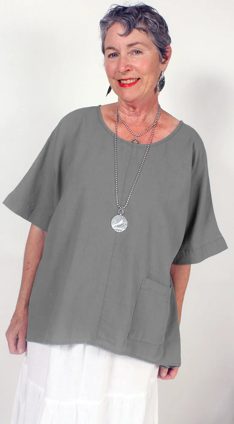 S/Slv Tienda ho Linen  Top Boho Resort Wear Hippie Chic Plus Sml-2x