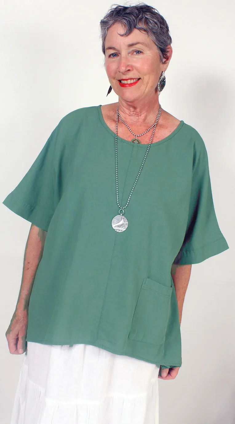 S/Slv Tienda ho Linen  Top Boho Resort Wear Hippie Chic Plus Sml-2x