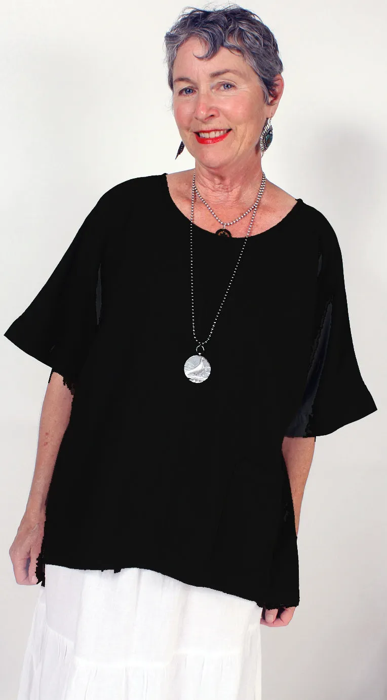 S/Slv Tienda ho Linen  Top Boho Resort Wear Hippie Chic Plus Sml-2x