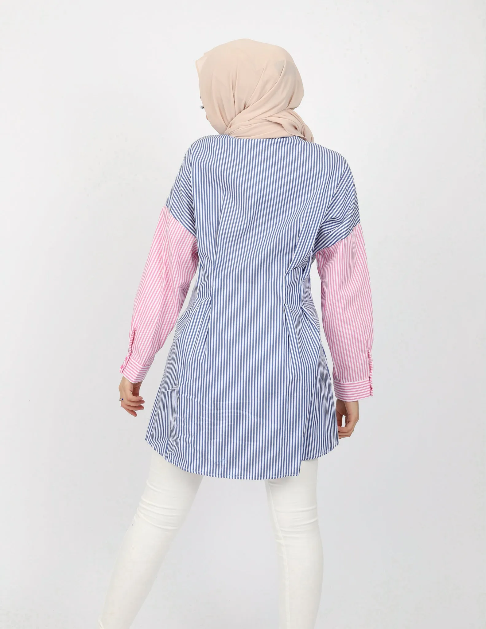 Stripe Colour Block Long Shirt