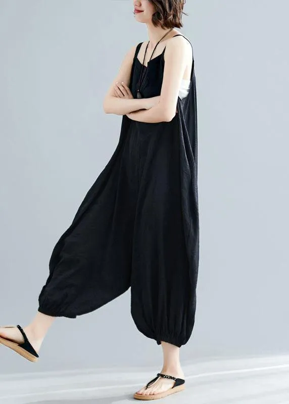 summer new plus size cotton women jumpsuit pants high waist casual carpenter crop pants