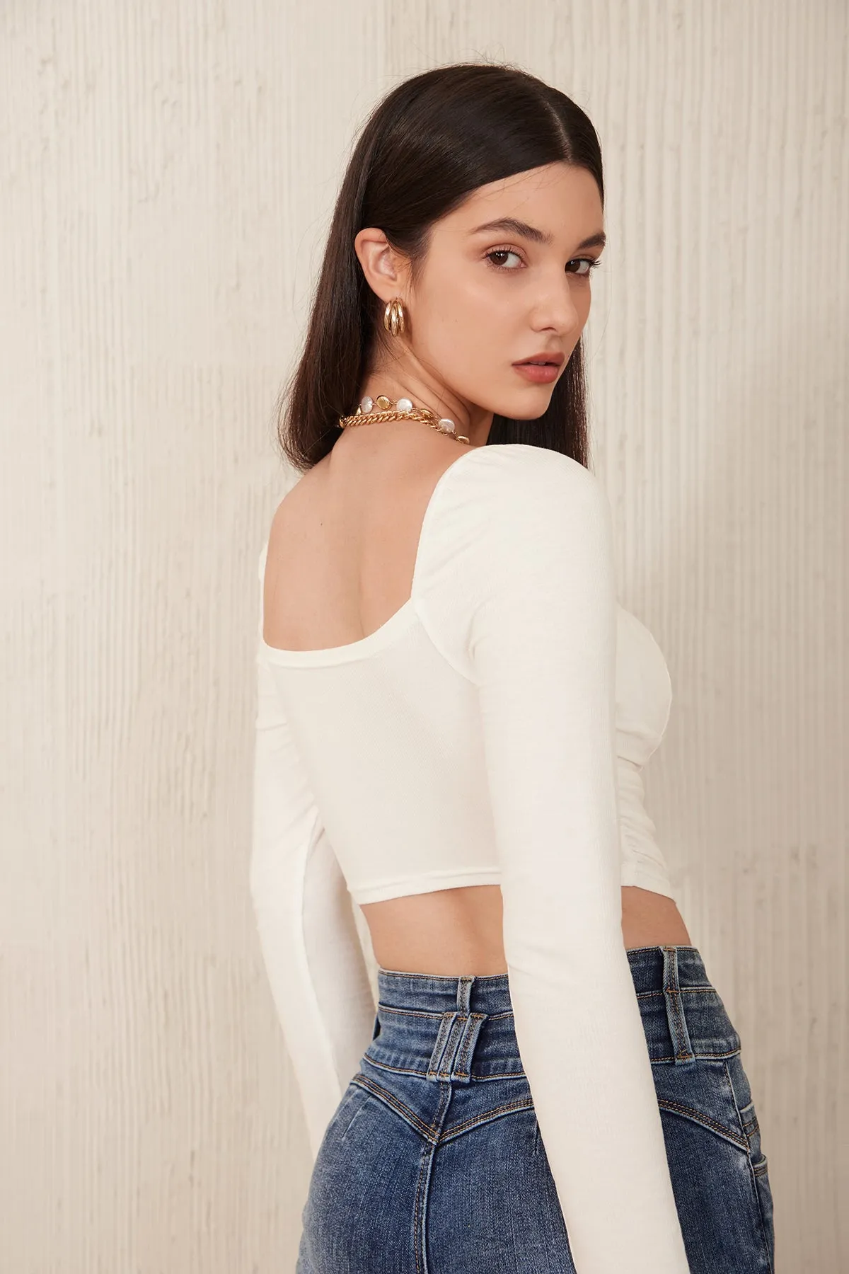 Sweetheart Neck Ruched Crop Top