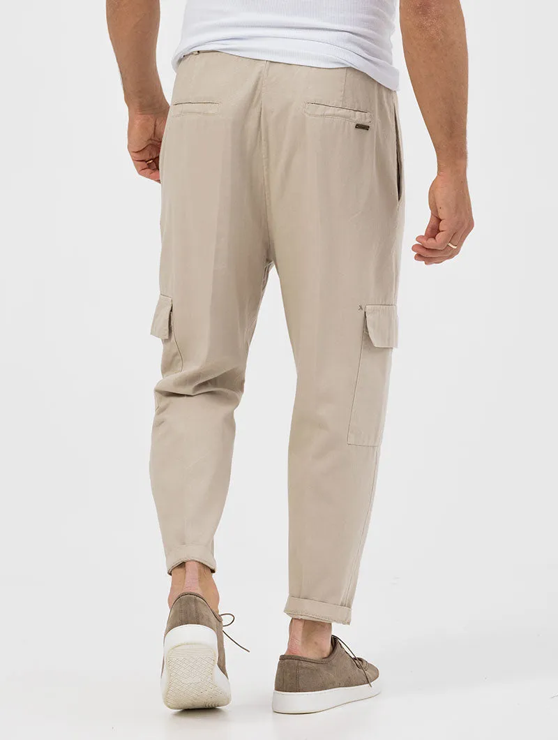 TALAL CARGO PANTS IN BEIGE