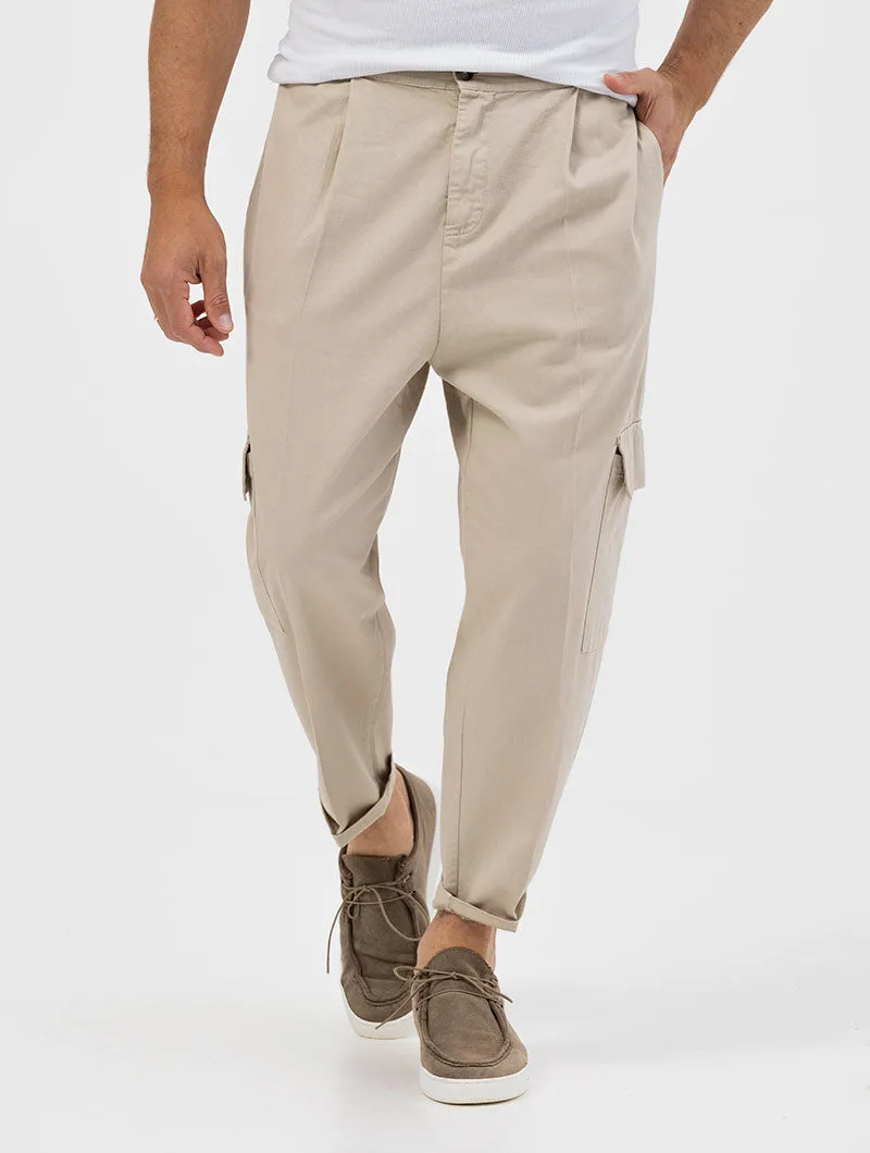 TALAL CARGO PANTS IN BEIGE