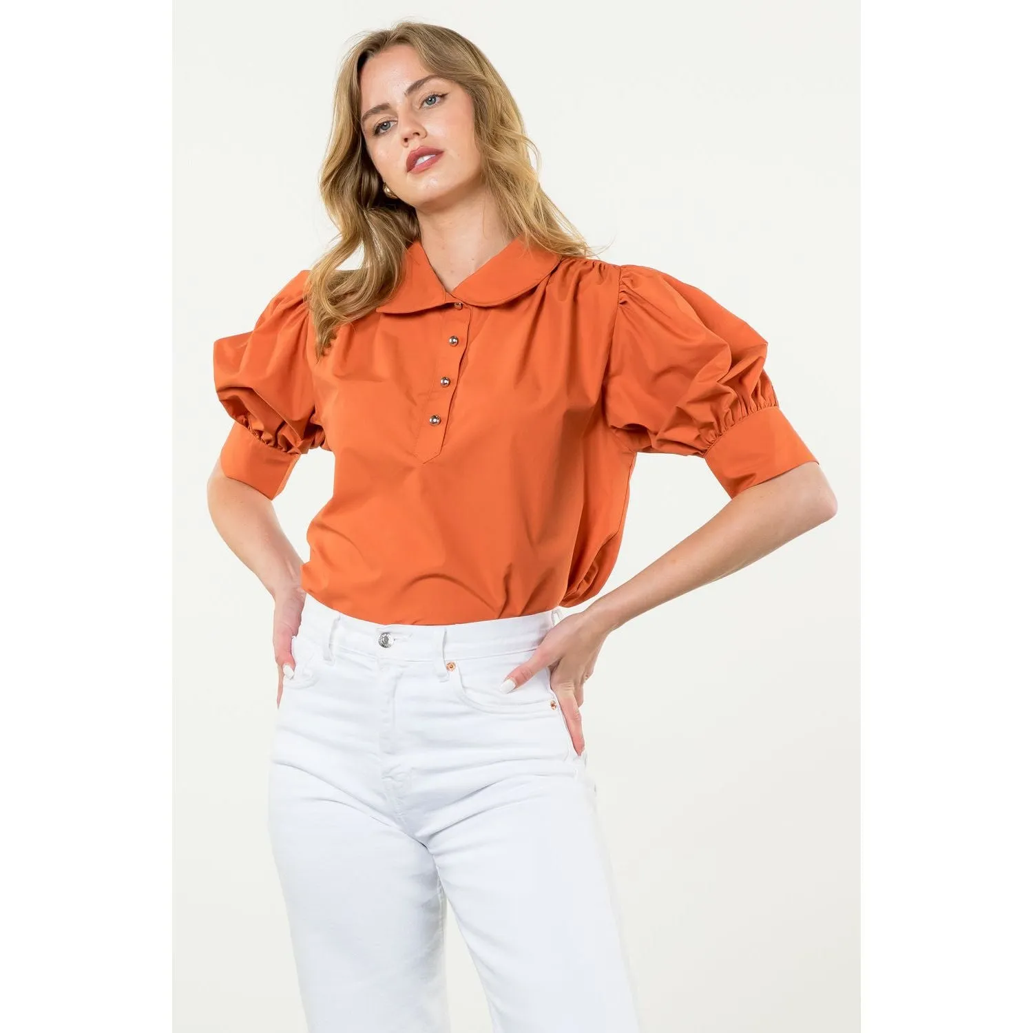 Tori Short Sleeve CollaredTHML Top